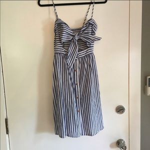 Blue & White Striped Cut Out Dress, small